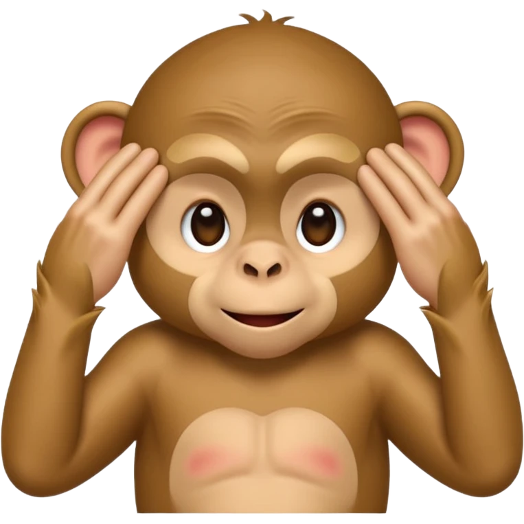 cute little monkey, both hands completely covering his eyes, fingers spread so no eyes are visible, emoji style emoji