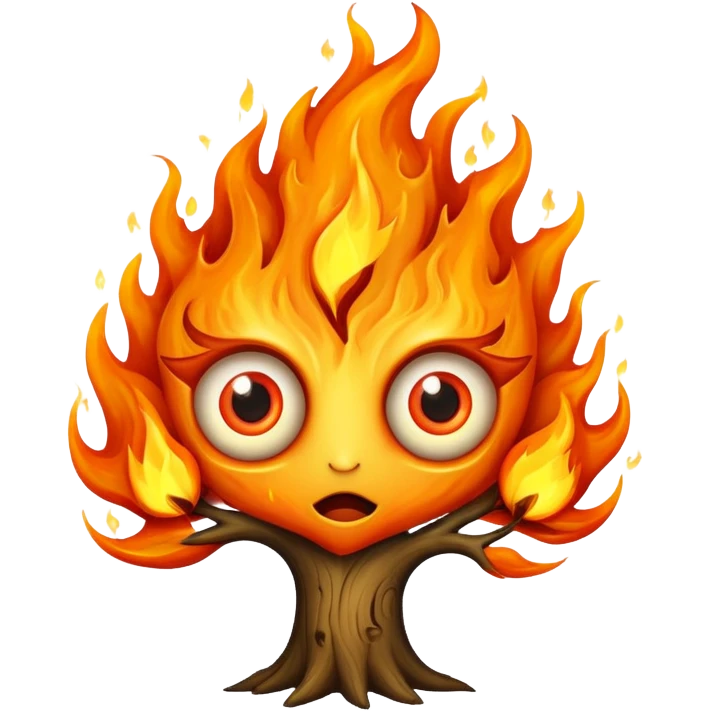 a tree made of flames with eyes emoji