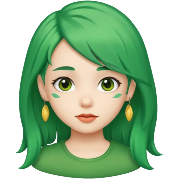 girl with green hair clip emoji