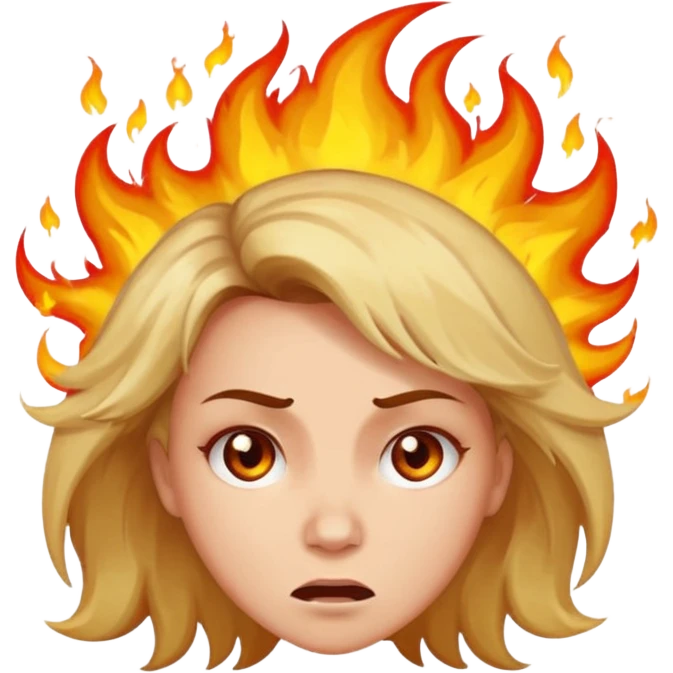 Woman with hair on fire freaking out with stress emoji