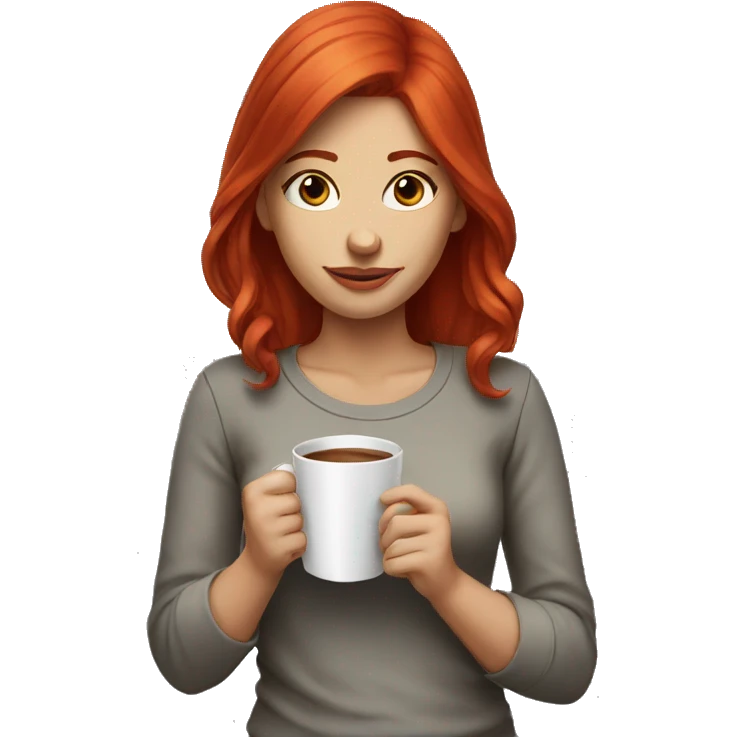 Girl red hair drinking coffee emoji