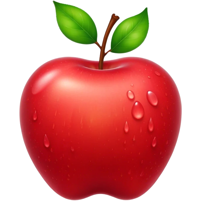 Cinematic Realistic Apple Emoji, Fresh and vibrant, with a crisp, red skin glistening with droplets of water. The smooth, shiny surface catches the light, while the green stem adds a natural touch. Soft glowing outline, capturing the essence of health, sweetness, and freshness in a crisp apple! emoji