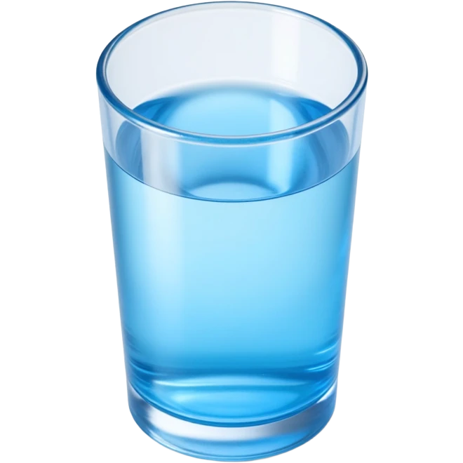 glass of water icon, skeuomorphism style, transparent glass, water, light refraction effects emoji