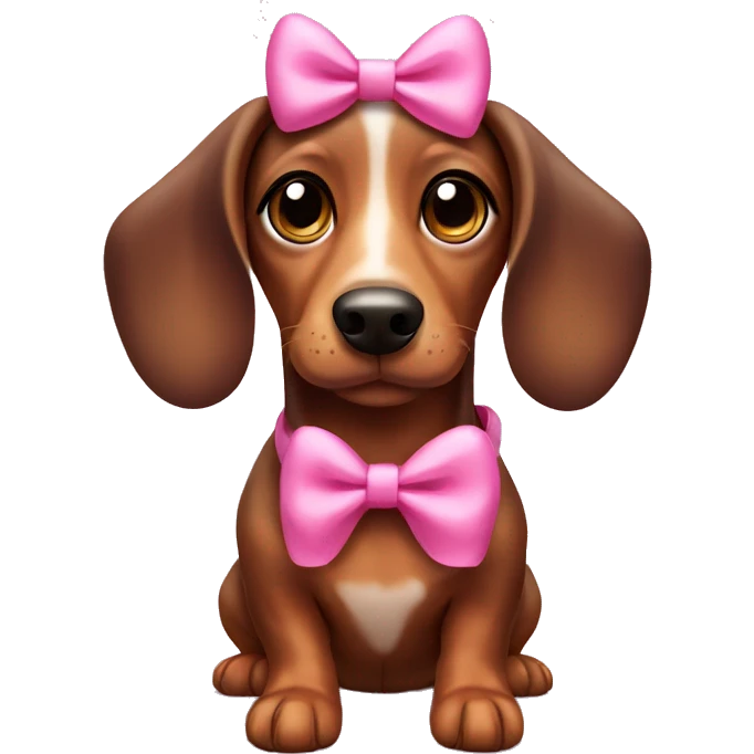 Sausage dog with a pink bow and cute big eyes  emoji