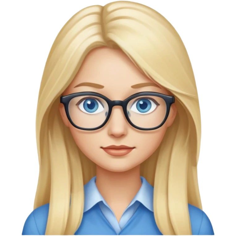 woman long blonde hair blue eyes glasses emoji