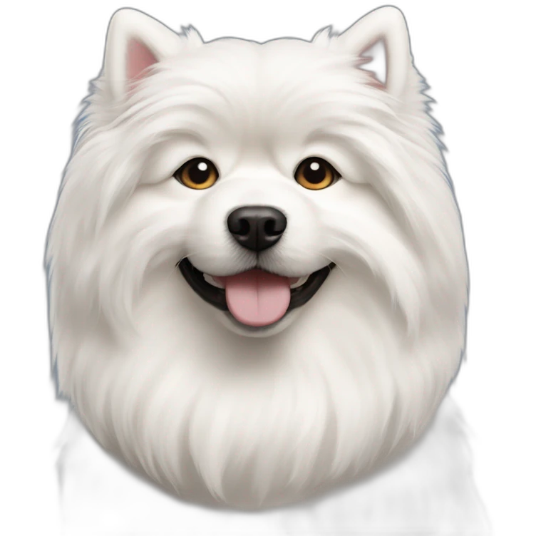 A Samoyed dog with a shih tzu dog emoji
