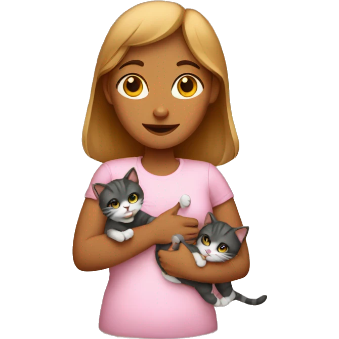 A woman with two baby cats emoji