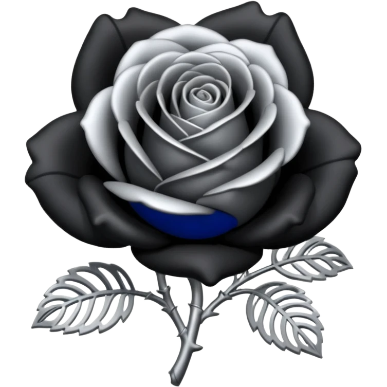 Black and silver filigree rose, 3D, extremely detailed design emoji
