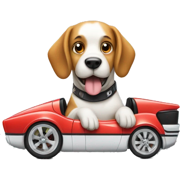 Dog drifting a sports car emoji