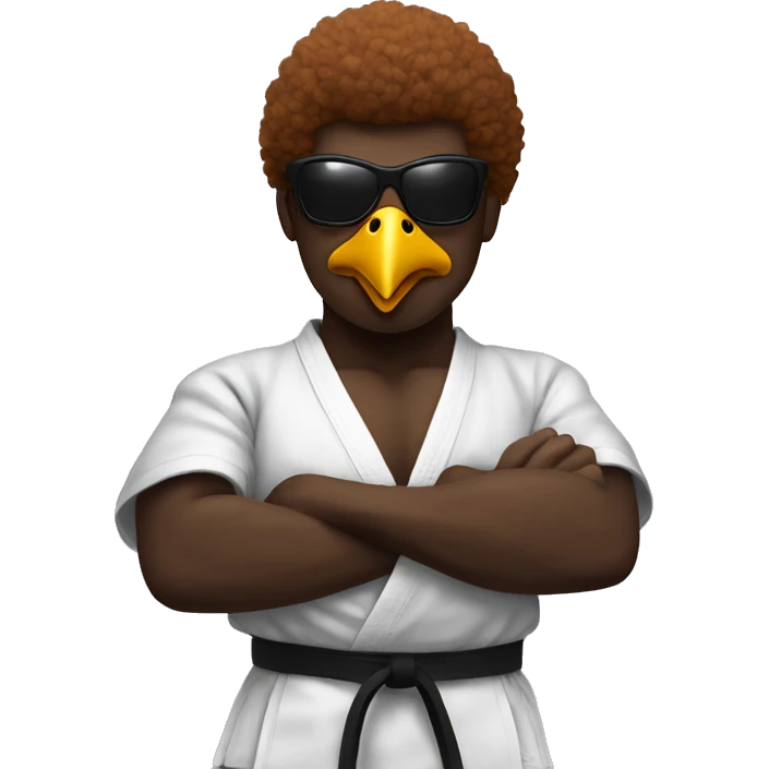 karate afro black chicken emoji