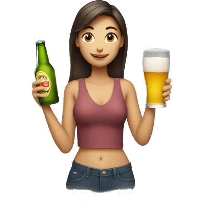 a woman holding a bottle of beer emoji