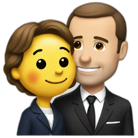 Macron fait un calin a Snoopy emoji