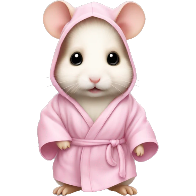 baby hamster in light pink robe full body emoji