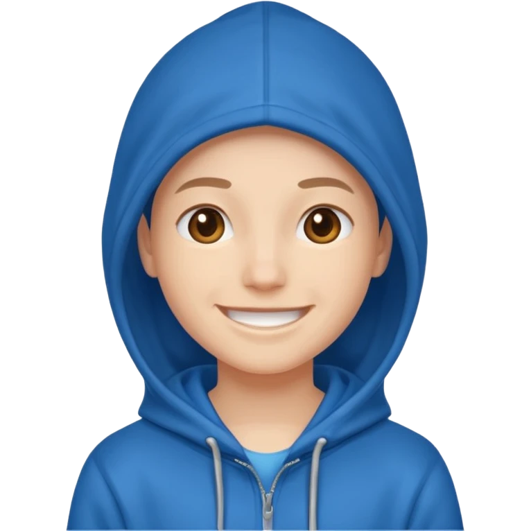 emoji of a person wearing a blue hoodie smiling emoji