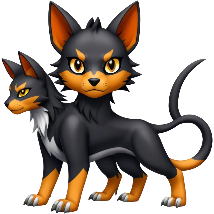 Cool edgy torracat-houndour-Digimon, full body emoji