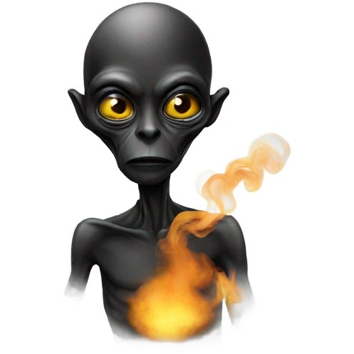 A black alien smoking emoji