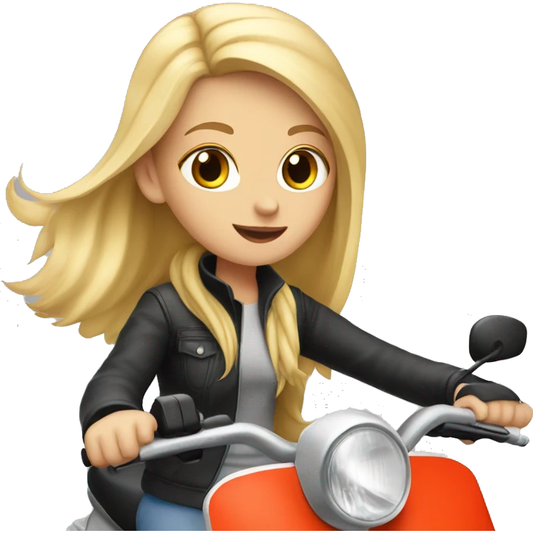 Blonde girl riding moped with grey cat emoji