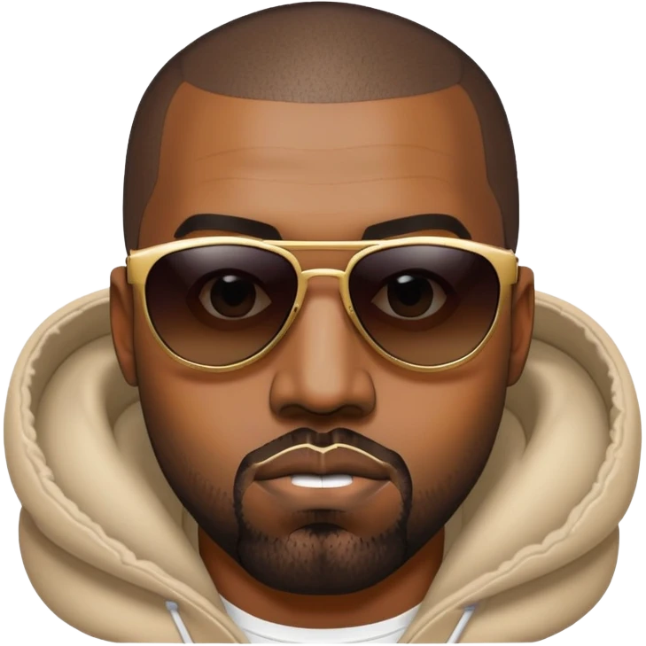 Kanye West with sunglasses and his signature look emoji
