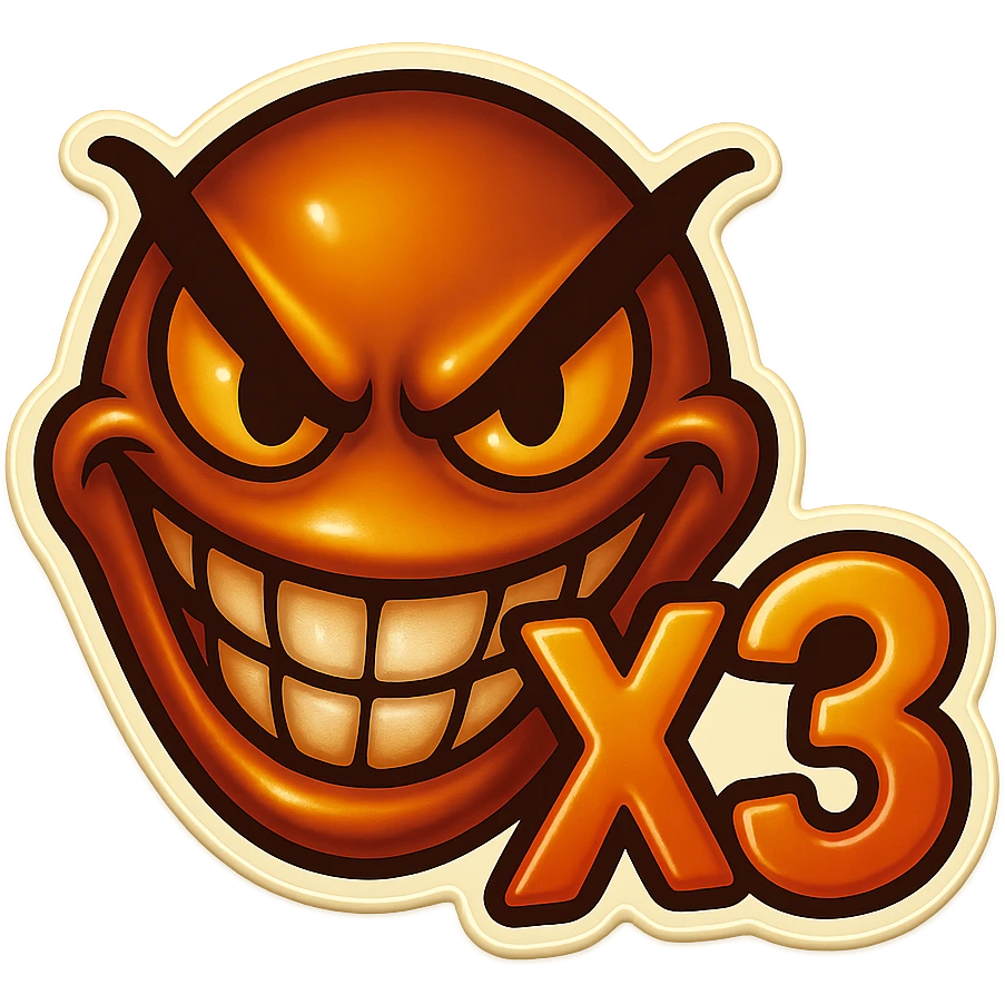 grin EVIL LOOk , Make it say "X3"" emoji