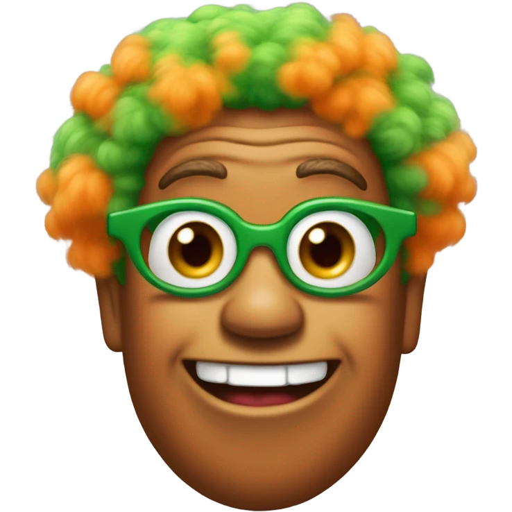 Oompa Loompa with orange skin and a green Afro and a mischievous face  emoji