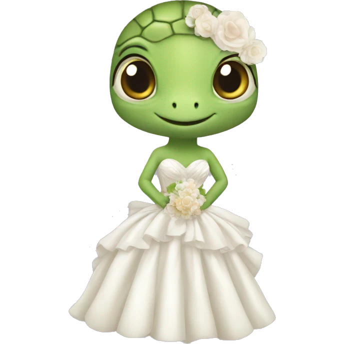 A cité turtle with a wedding dress emoji