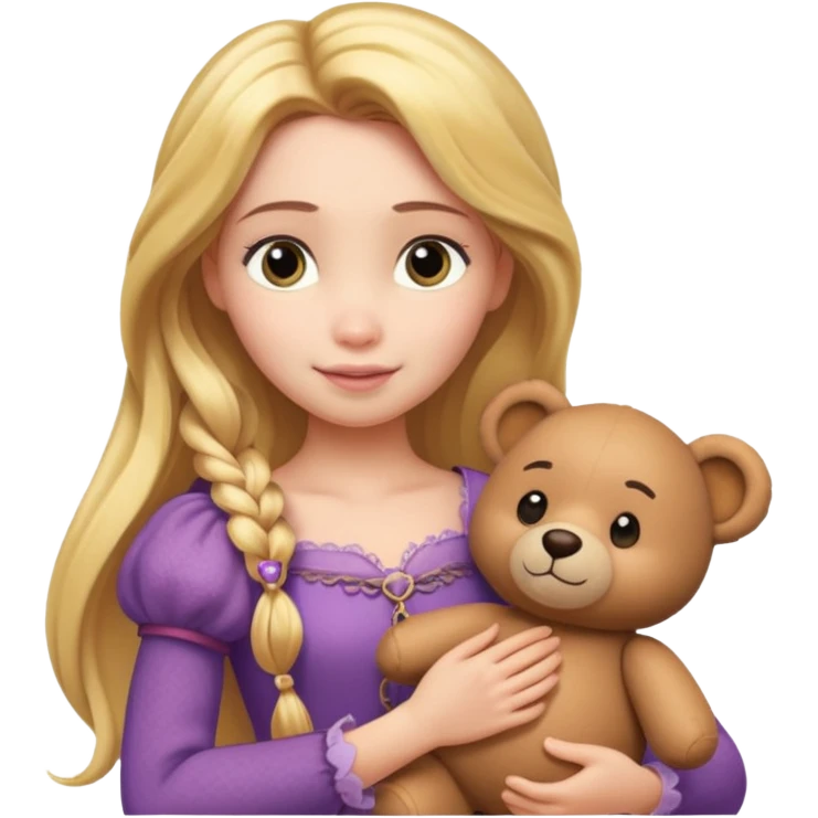 Rapunzel holding a teddy bear emoji