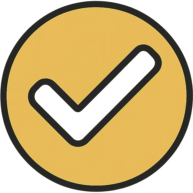 a simple and clear symbol representing 'yes', positive and affirmative, modern style, main colors white and gold, no background emoji