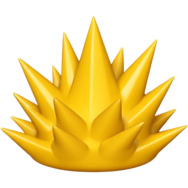 Compact iOS‑style 3D emoji: plain jagged burst (10 spikes), bright yellow, smooth shading, thin darker edge; no characters or pictograms emoji