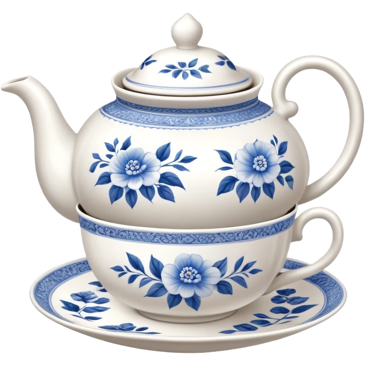 teapot and teacups on a table emoji