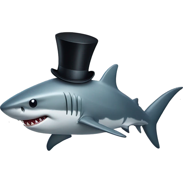 Shark with a top hat emoji
