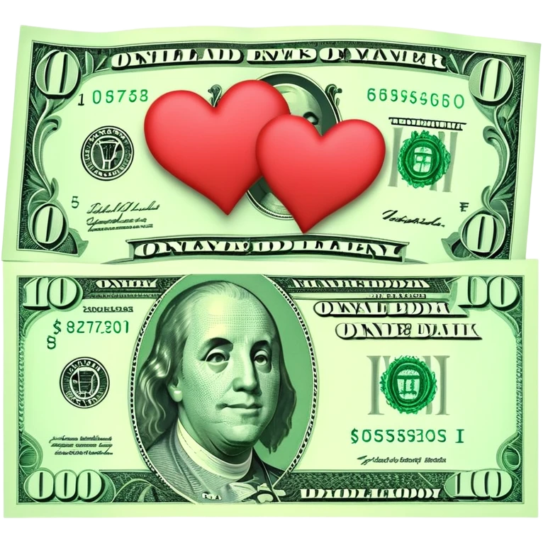 Dollar bill with hearts emoji