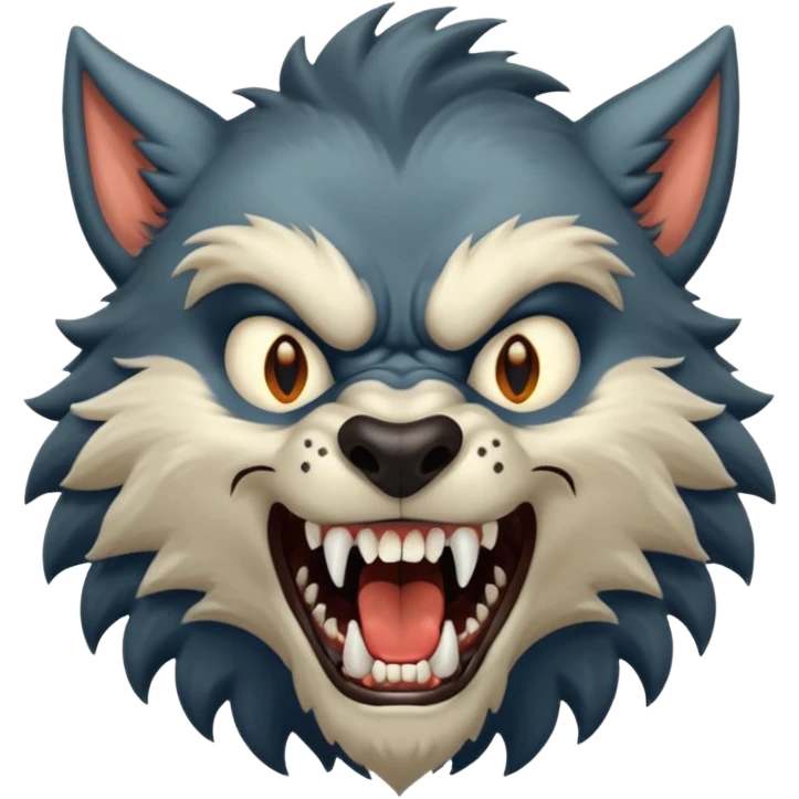 Werewolf – Furry wolf-man mid-roar emoji
