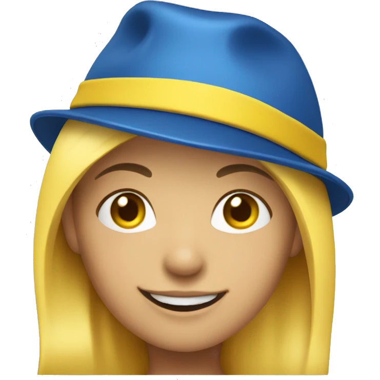 A girl with a blue hat with yellow hair shows a thumbs up emoji