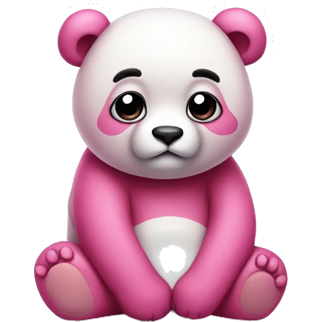 cute sad pink panda emoji