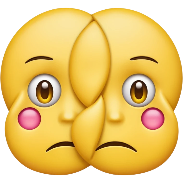 two emojis not happy stuck together no pink cheeks emoji