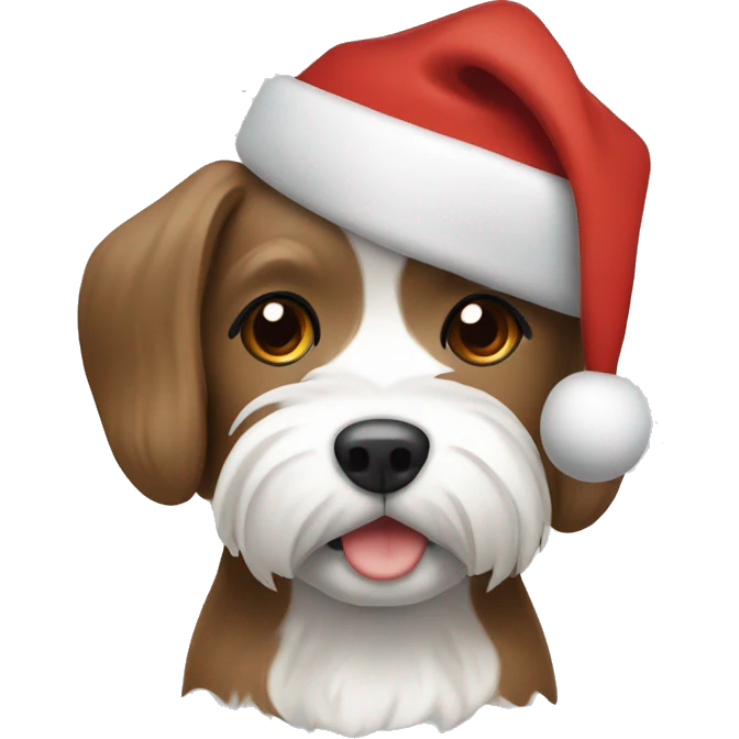 Brown without white maltese in a Christmas hat emoji