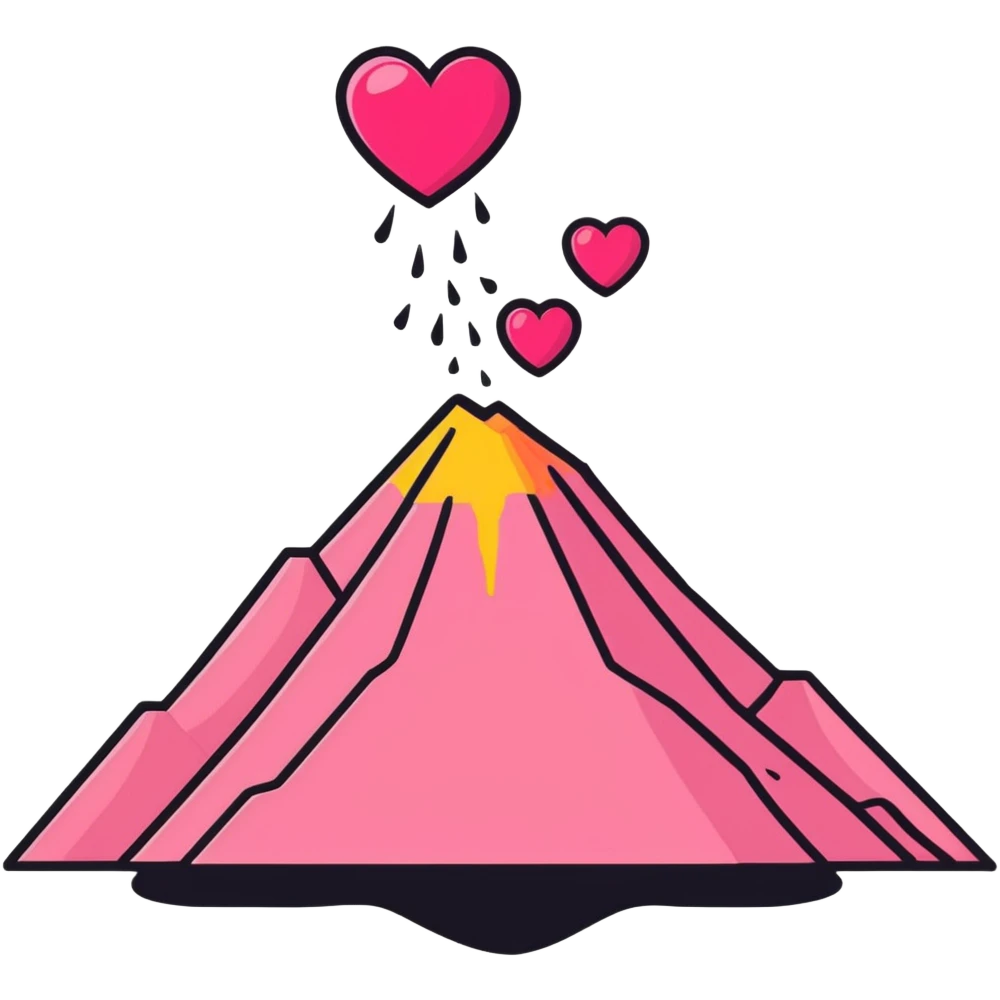 Pink volcano of hearts  emoji