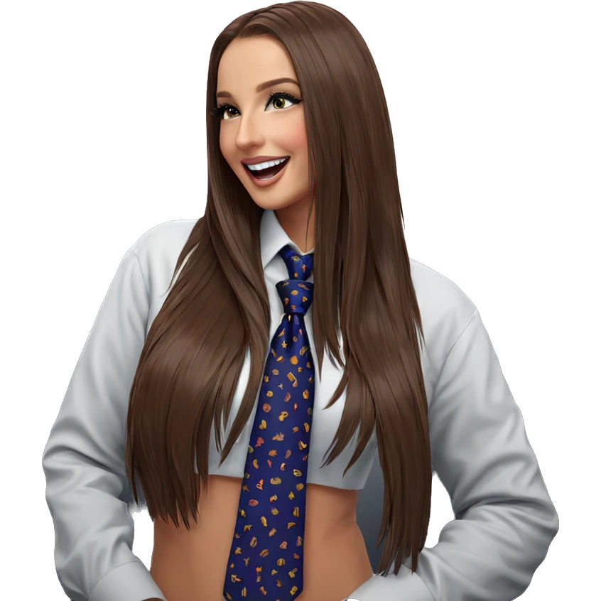 smiling girl in necktie emoji