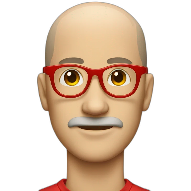skinhead man wearing red eyeglass emoji