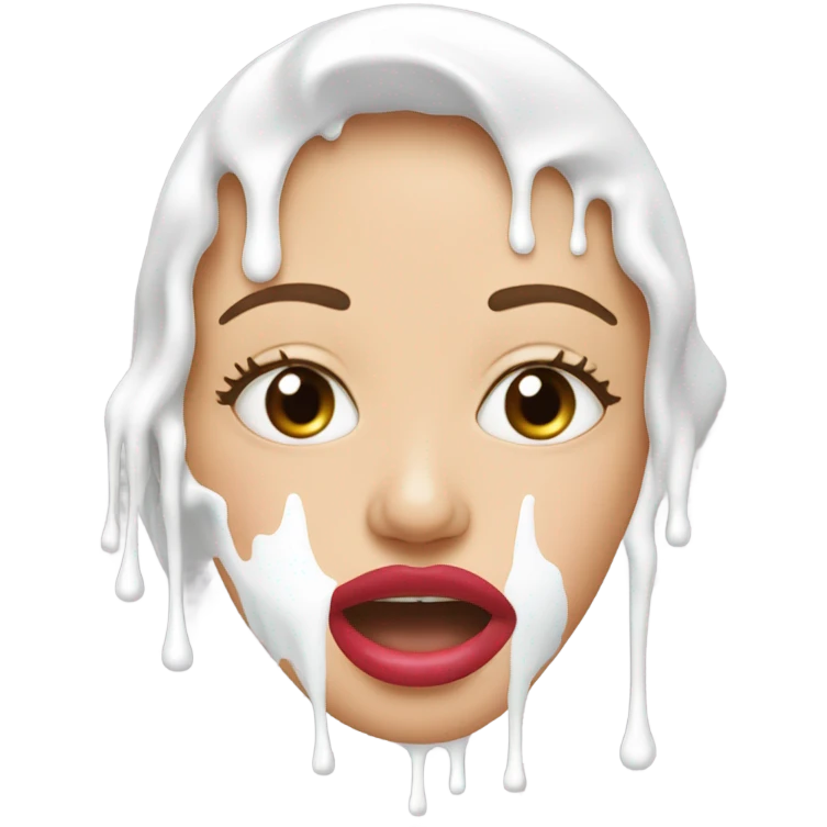 Lipstick Face covered in milk liquid emoji