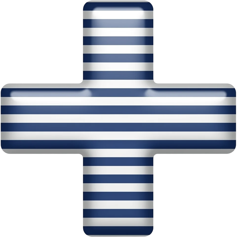 Dark blue and white horizontal striped cross emoji