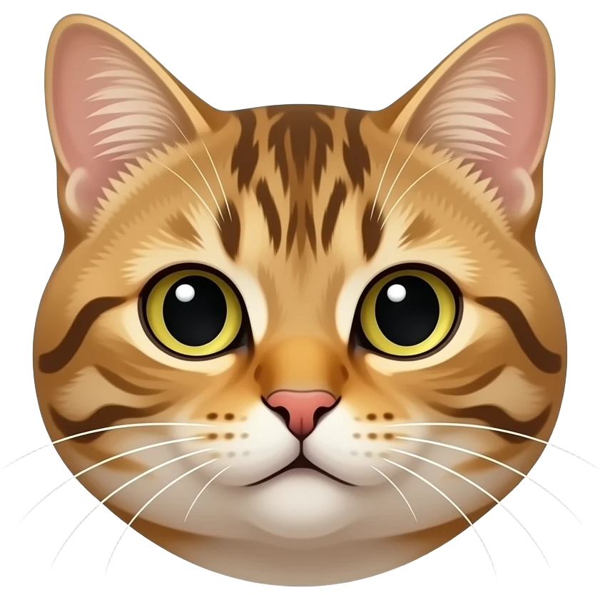 Custom iOS emoji with no blur and a white background. The topic of the emoji is "cat with human head". It MUST maintain the general apple iOS emoji style. emoji