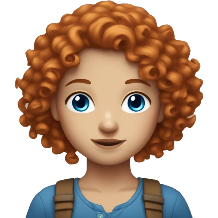 Curly-haired red-haired girl with blue eyes and fair skin emoji