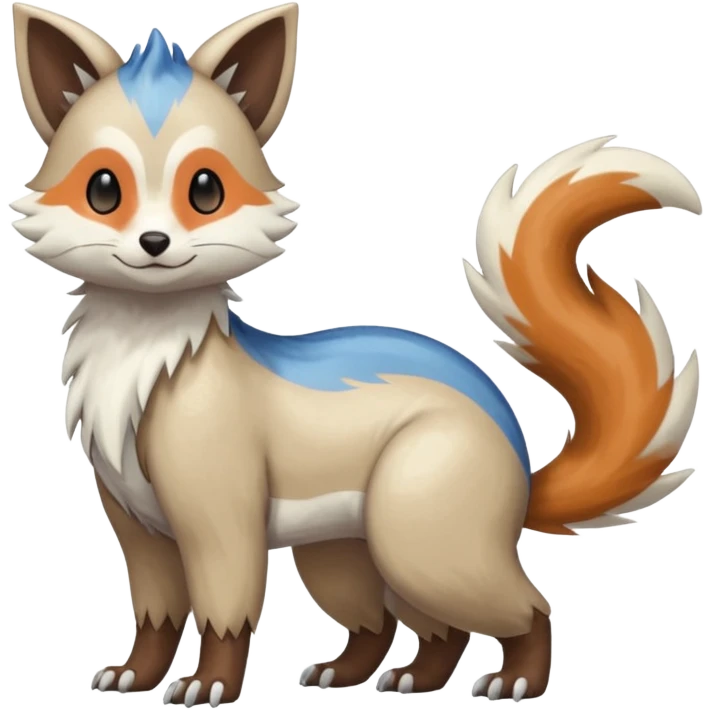 Shiny Brown Orange Blue White Beige Linoone-Absol-Trico-Furret-Hybrid (Full body) emoji
