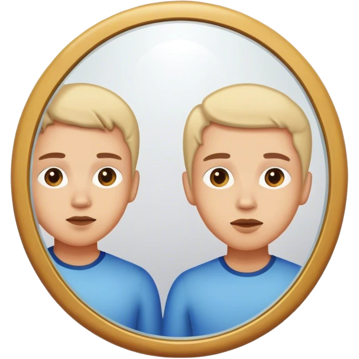 Una persona mirando a un espejo. en el espejo esa persona me mira a mi.  emoji