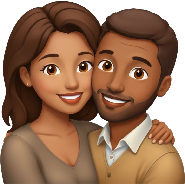 brown woman kissing brown man emoji