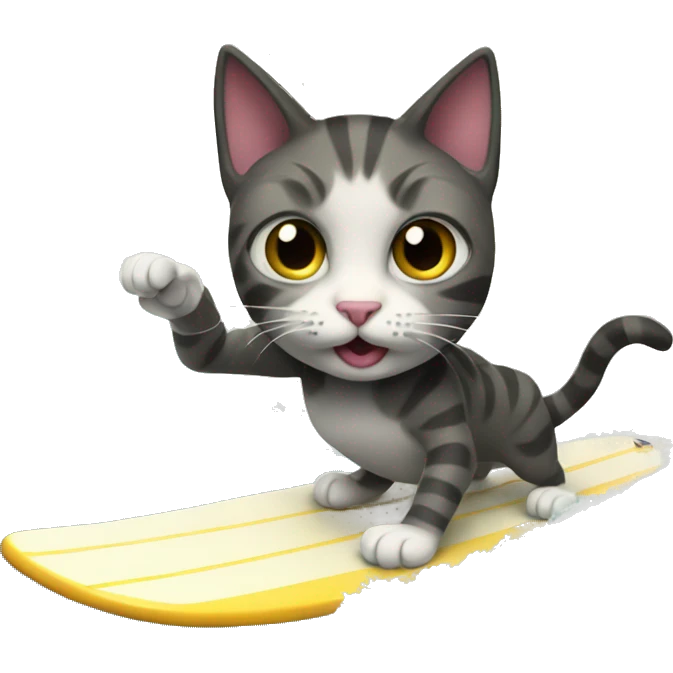 Cat surfing emoji