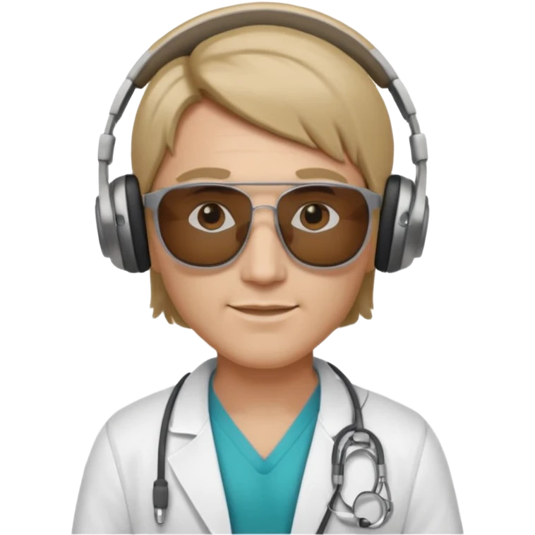 White tesla model 3 with a cool physician with dark blond hair, beats and sunglasses next to it emoji