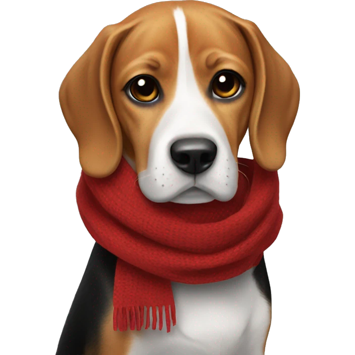 Beagle wearing a black and read scarf emoji