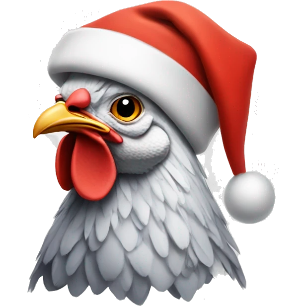 Chicken wearing Christmas hat emoji